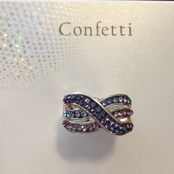 confetti Jewelry - 🆕 NWT! Silver plated ring w/multi color crystals